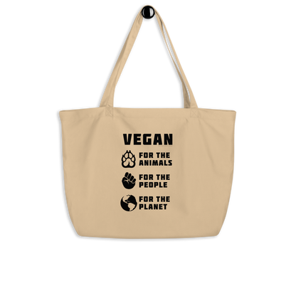 'For the Animals, People, Planet' Large Tote Bag
