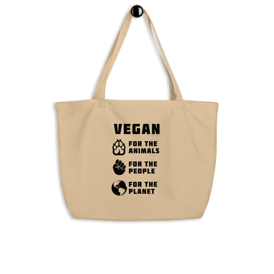 'For the Animals, People, Planet' Large Tote Bag