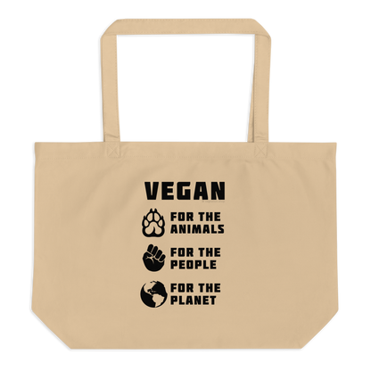 'For the Animals, People, Planet' Large Tote Bag
