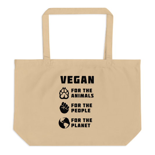 'For the Animals, People, Planet' Large Tote Bag